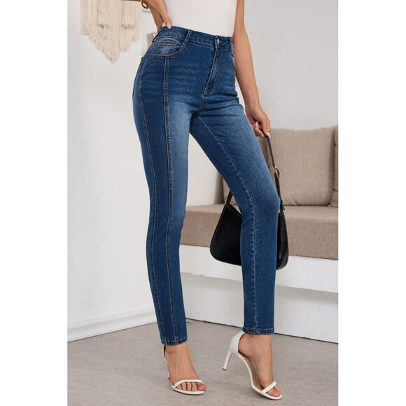 Women's Stretchy High Waisted Skinny Jeans Denim Jeggings Size 14 - Picture 3 of 6